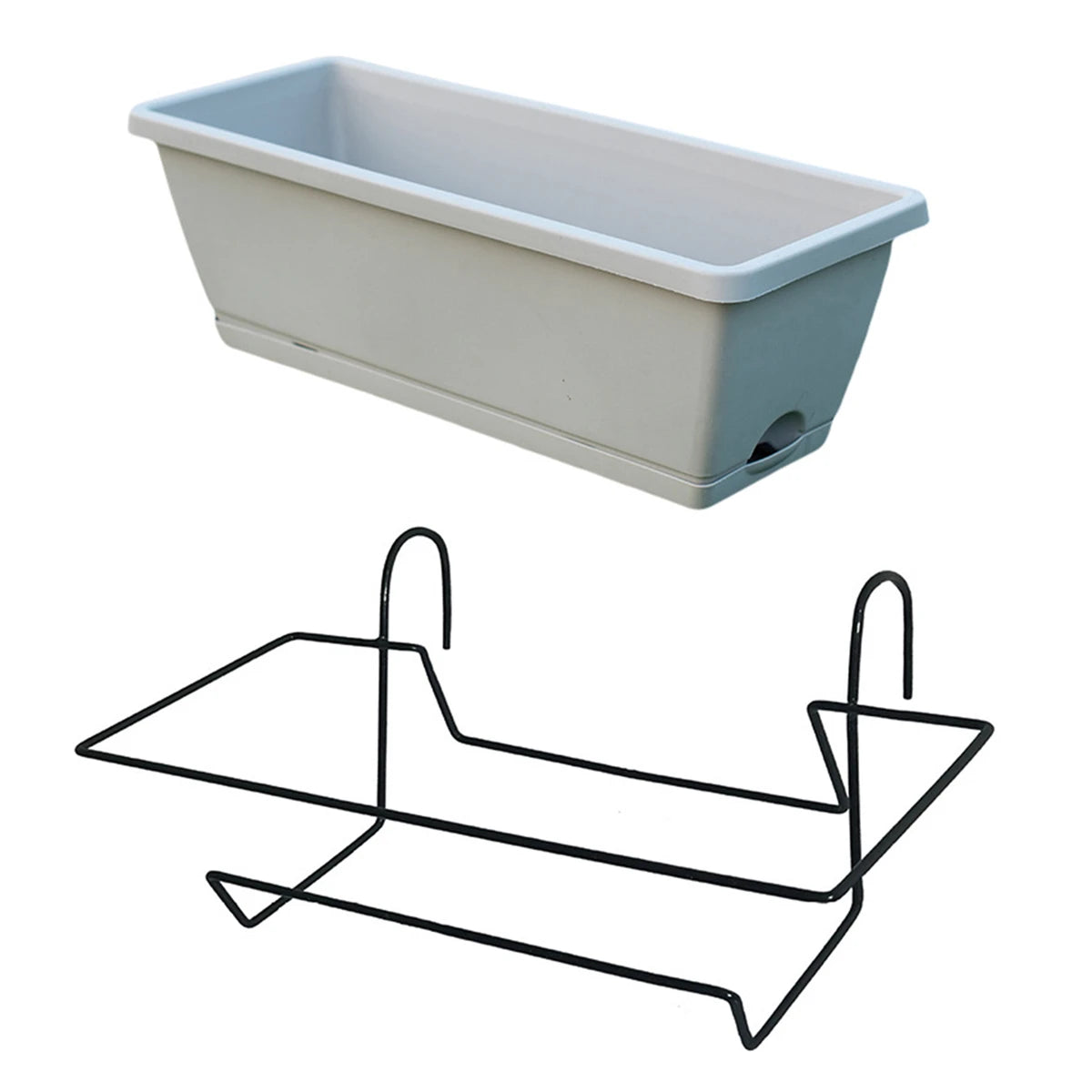 Rectangular Railing Planter with Drainage Tray for Balconies & Patios
