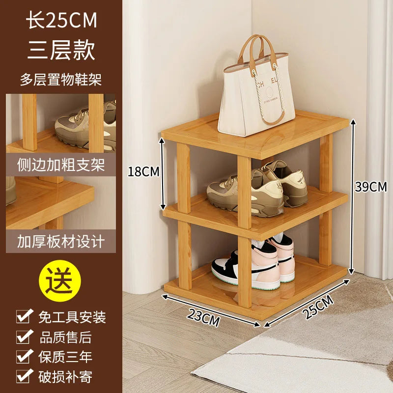 Slim Bamboo Shoe Rack for Entryway, Closet, or Small Space Organization