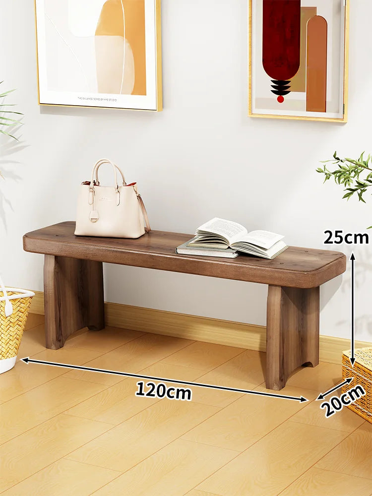 Solid Wood Entryway Bench with Shoe Storage Space, Minimalist Modern Design