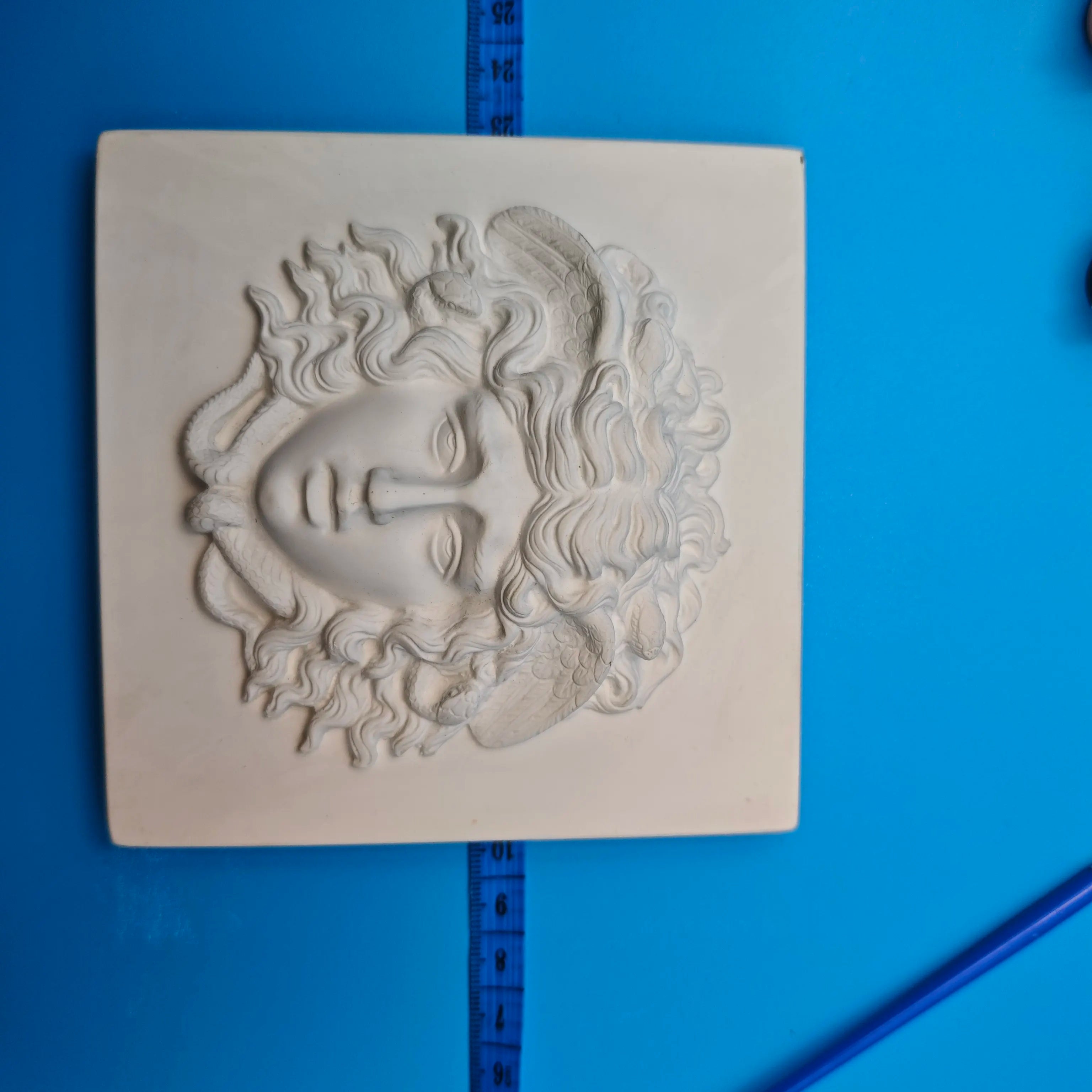 Medusa Relief Wall Art Sculpture in White Plaster