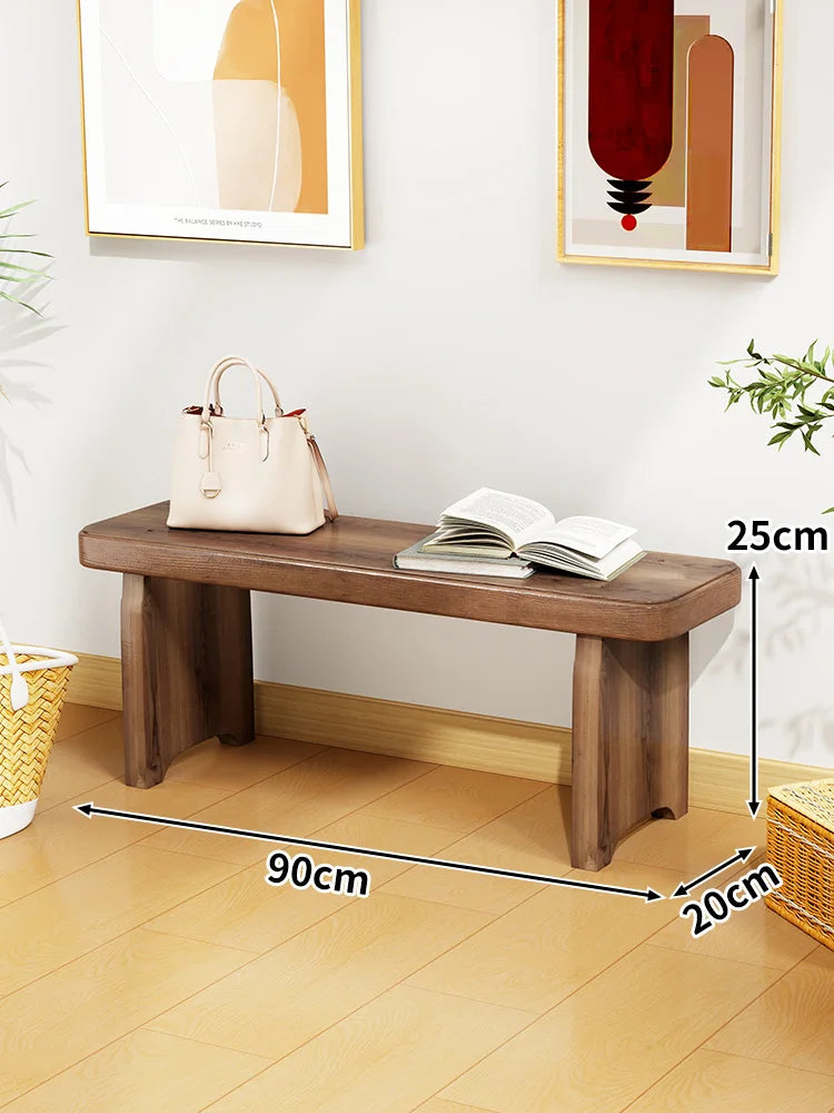 Solid Wood Entryway Bench with Shoe Storage Space, Minimalist Modern Design