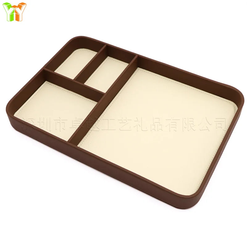 Wood Compartment Catchall Tray for Nightstand or Entryway