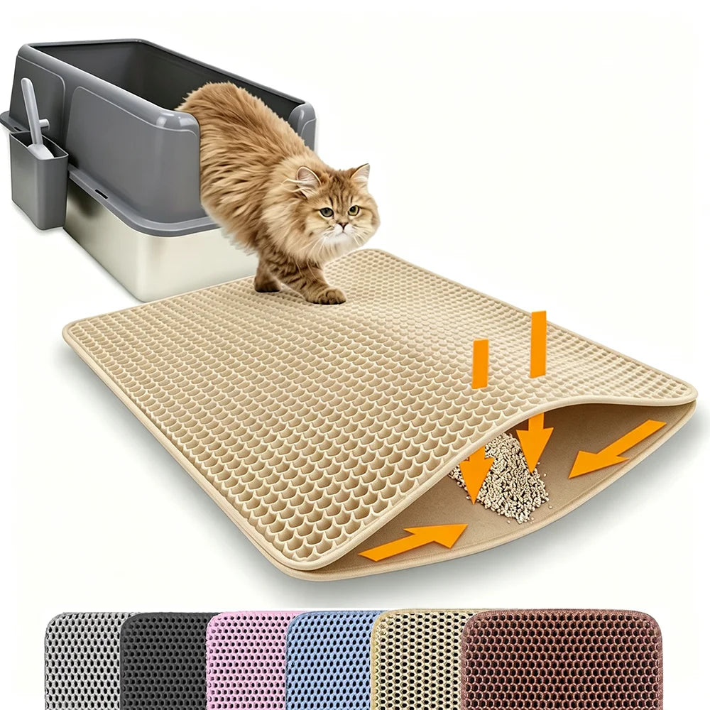 Double-Layer Cat Litter Mat for Easy Floor Cleanup
