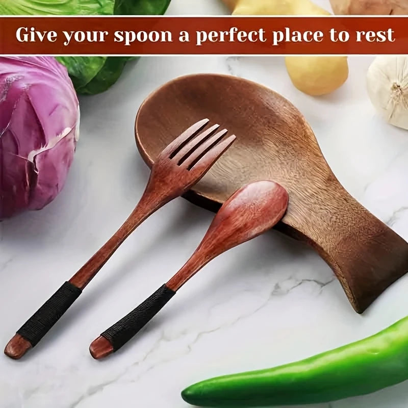 Wooden Spoon Rest for Kitchen Counters – Farmhouse Style Holder