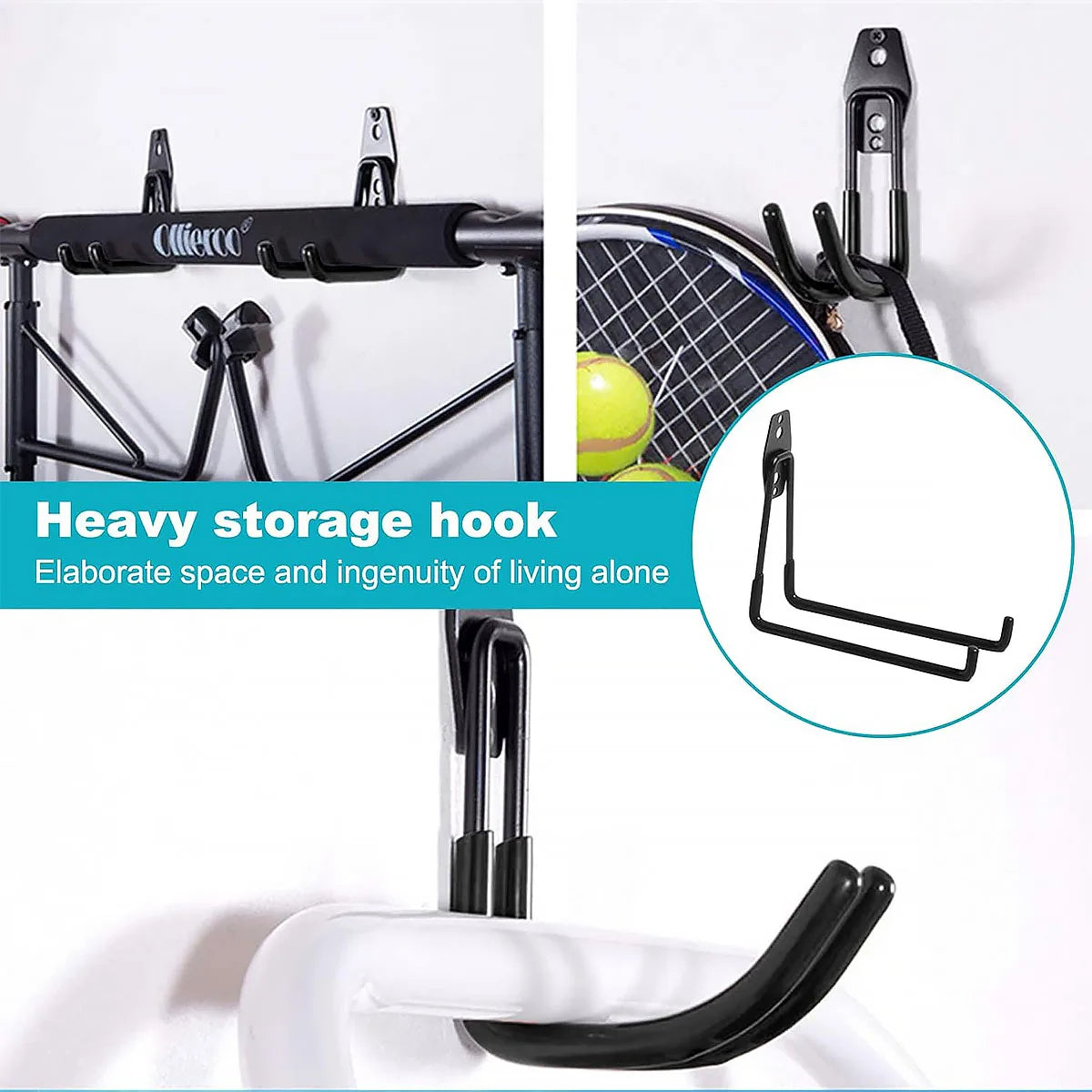Wall-Mounted Utility Hooks for Garage, Shed, or Laundry Organization