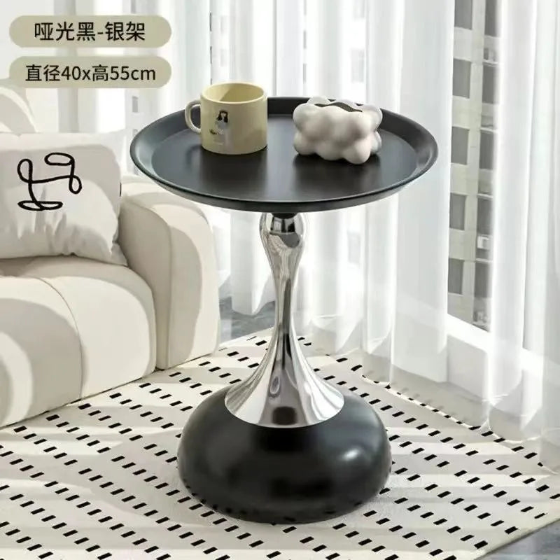 Modern Metal Round Side Table for Living Room, Bedroom, or Balcony