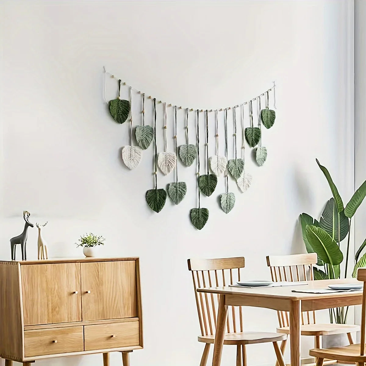 Willow Green Leaf Woven Wall Hanging Garland