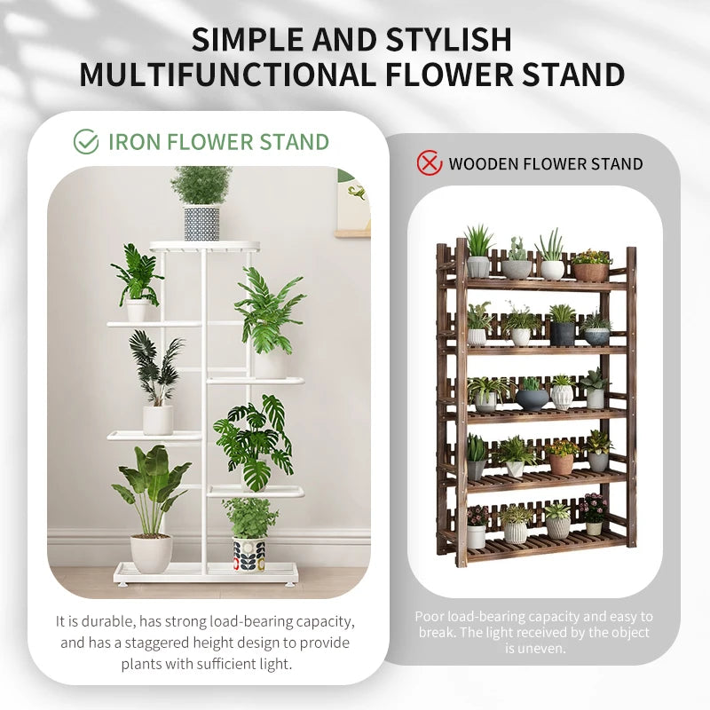 Iron Multi-Tier Plant Stand for Indoor Living Rooms or Balconies