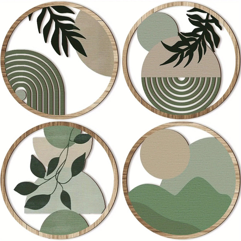 Juniper Geometric Wooden Wall Art – Set of 4 Boho Circles