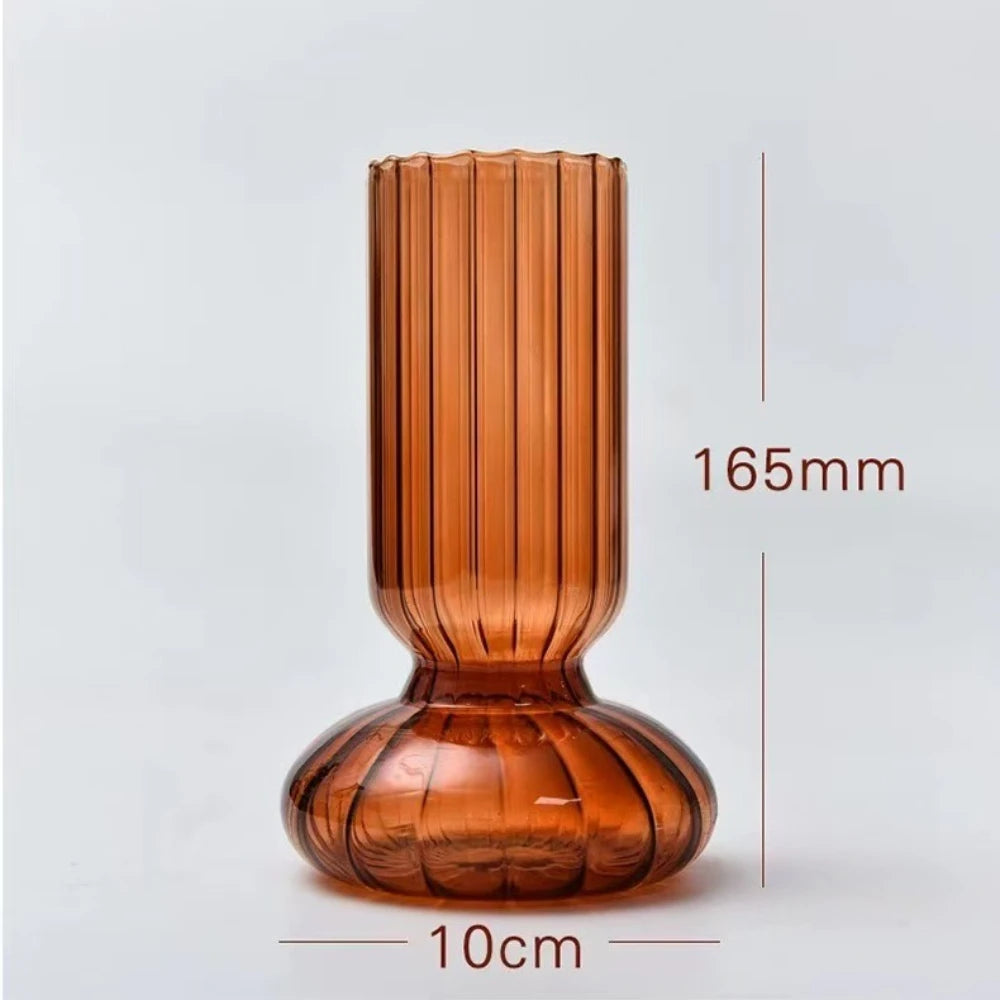 Lynna Striped Colorful Glass Vase for Modern Tabletop & Shelf Decor