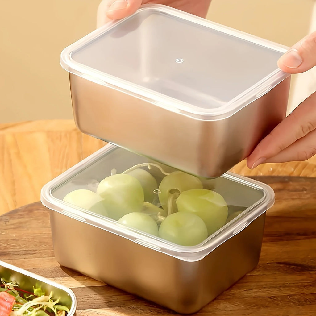 Stackable Stainless Steel Food Storage Containers with Lids – Set of 6