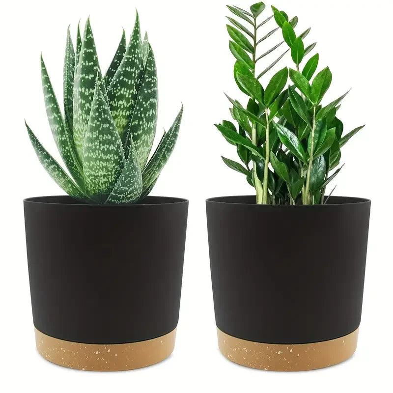 2-Pack Modern Planters with Drainage and Removable Saucer, 4.7"