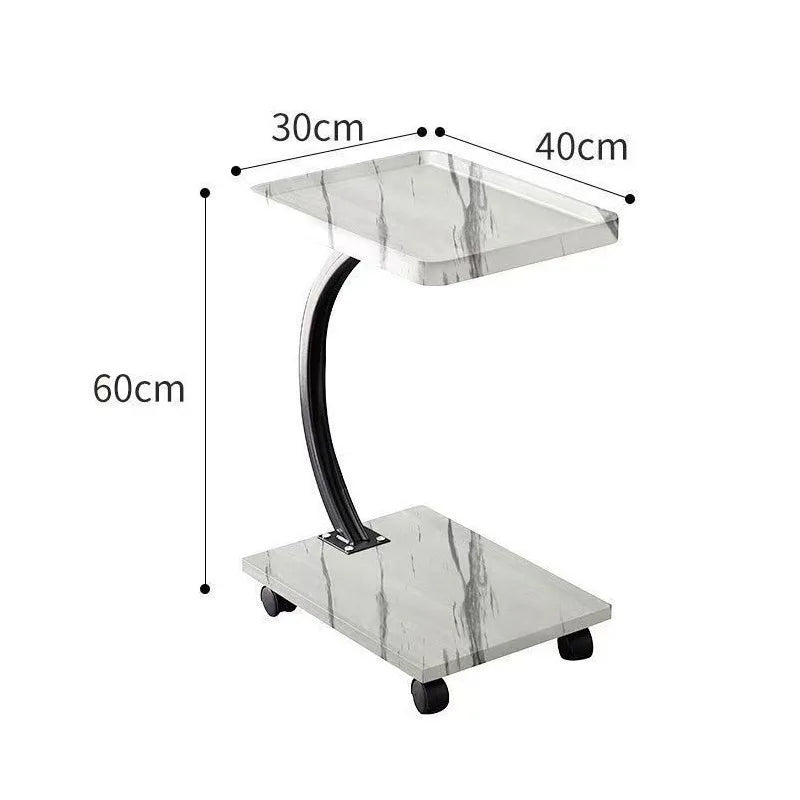 Eden Modern Rolling Side Table with Storage Shelf