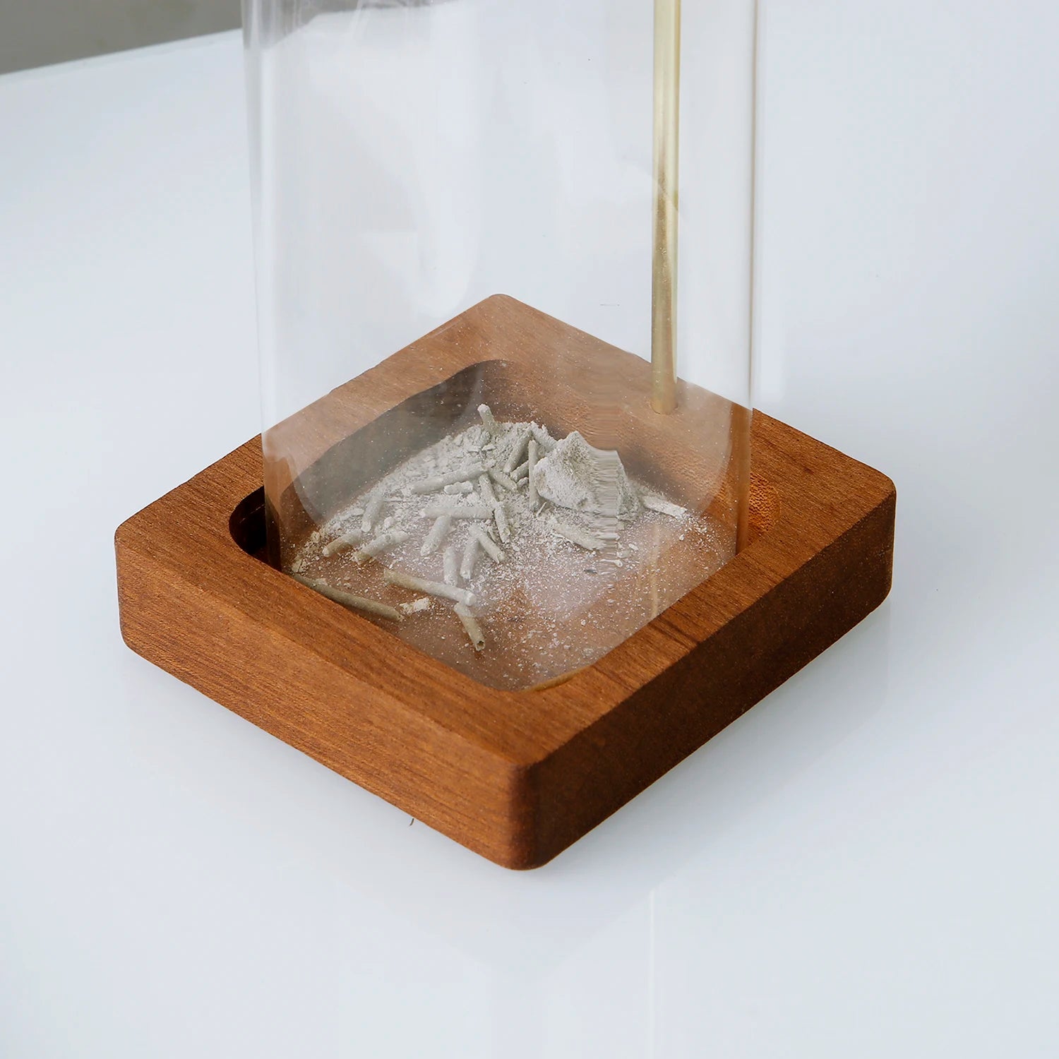 Glass & Wood Incense Holder with Ash Catcher for Home or Desk