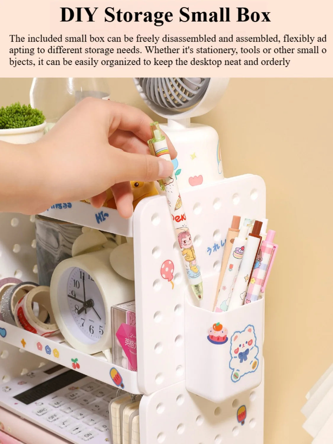 Multi-Tier Pegboard Desktop Organizer with Adjustable Hooks & Pen Holder for Home Office
