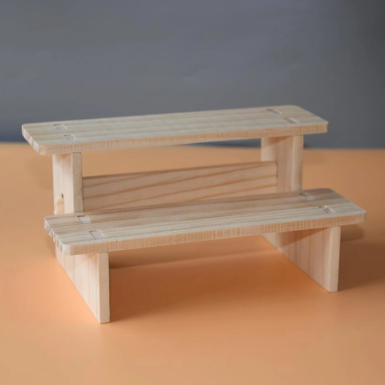 Wooden Tiered Display Riser Shelf for Living Room & Home Organization