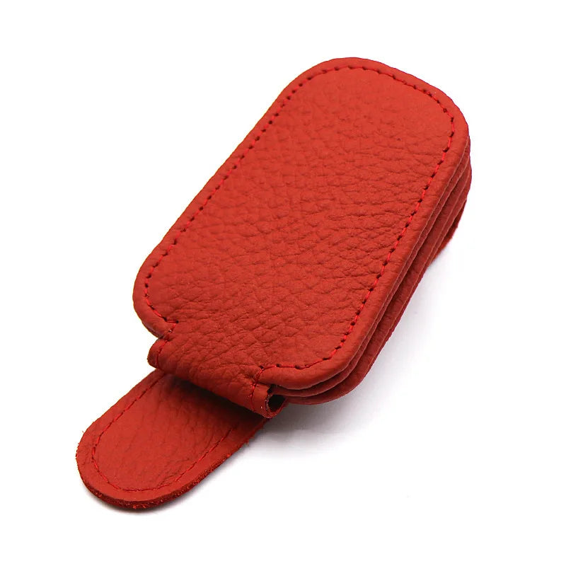 PU Leather Car Visor Glasses Holder Clip