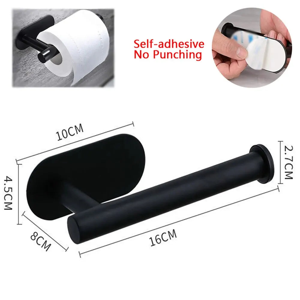 Adhesive Stainless Steel Toilet Paper or Paper Towel Holder for Bathrooms & Kitchens