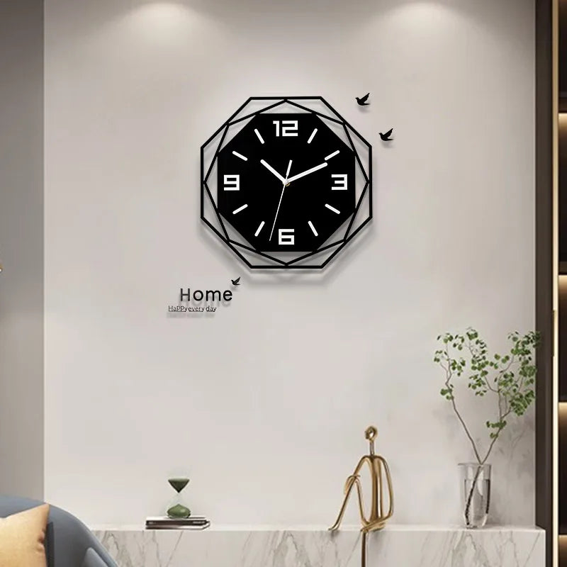 Linden Geometric Wall Clock in Black, 12" Acrylic