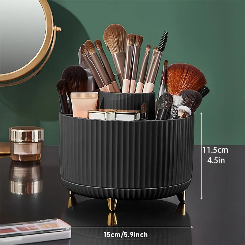 Round 5-Compartment Rotating Makeup Brush Organizer