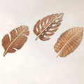 Willow Leaf Wooden Wall Art Set – Boho Sculptural Decor (3pc)