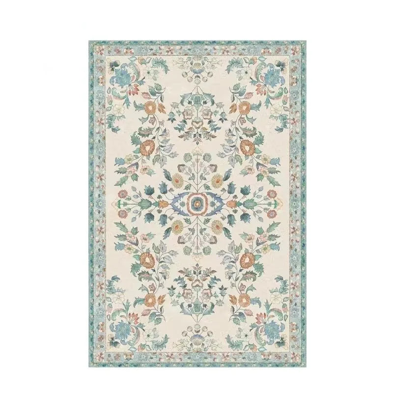 Linden Floral Non-Slip Area Rug – Traditional Rectangular Carpet