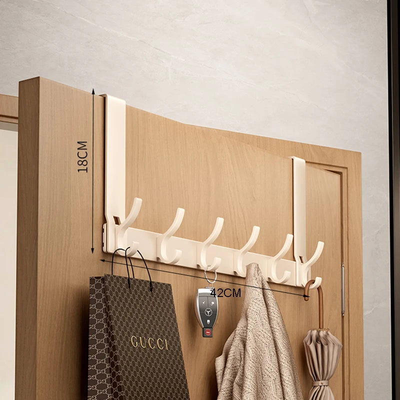 Over-the-Door Aluminum Organizer Rack with Cream Double Hooks