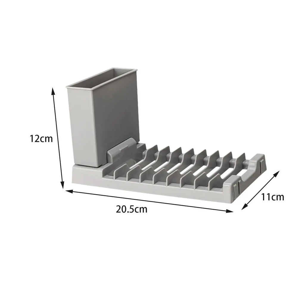 Compact Dish Drying Rack with Utensil Holder for Kitchen Counters