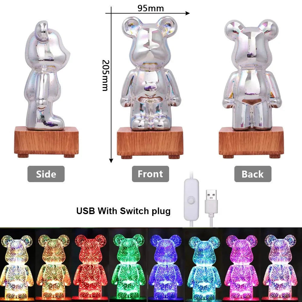 Astor 3D Bear LED Night Light with Colorful Firework Effect