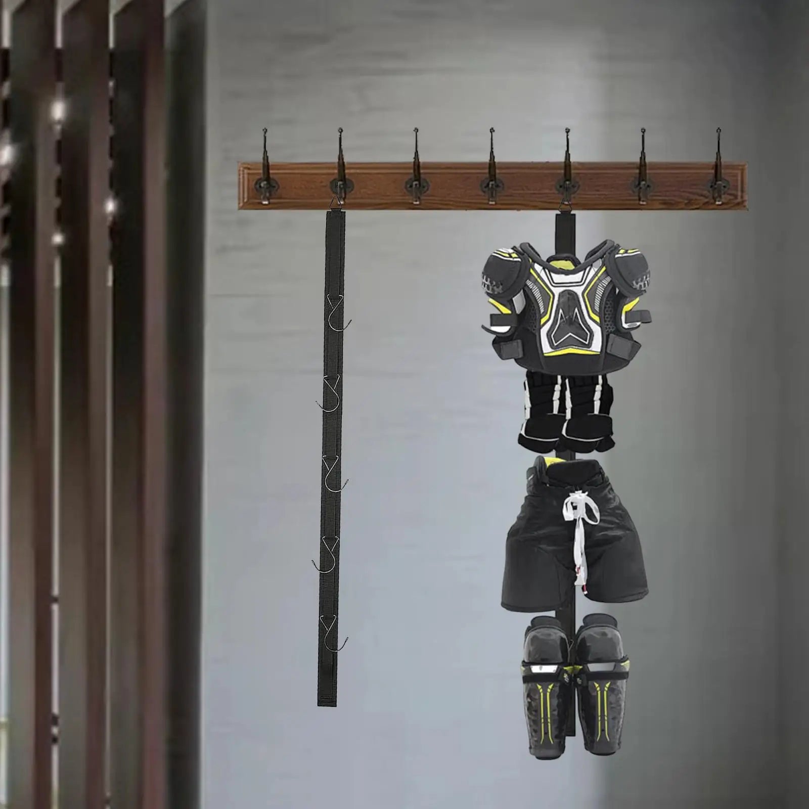 Hanging Sports Gear Drying Rack with Adjustable Hooks