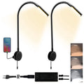 Black Flexible Touch-Control Headboard Reading Lights (Set of 2) – Wall Mounted, Dimmable, USB Port