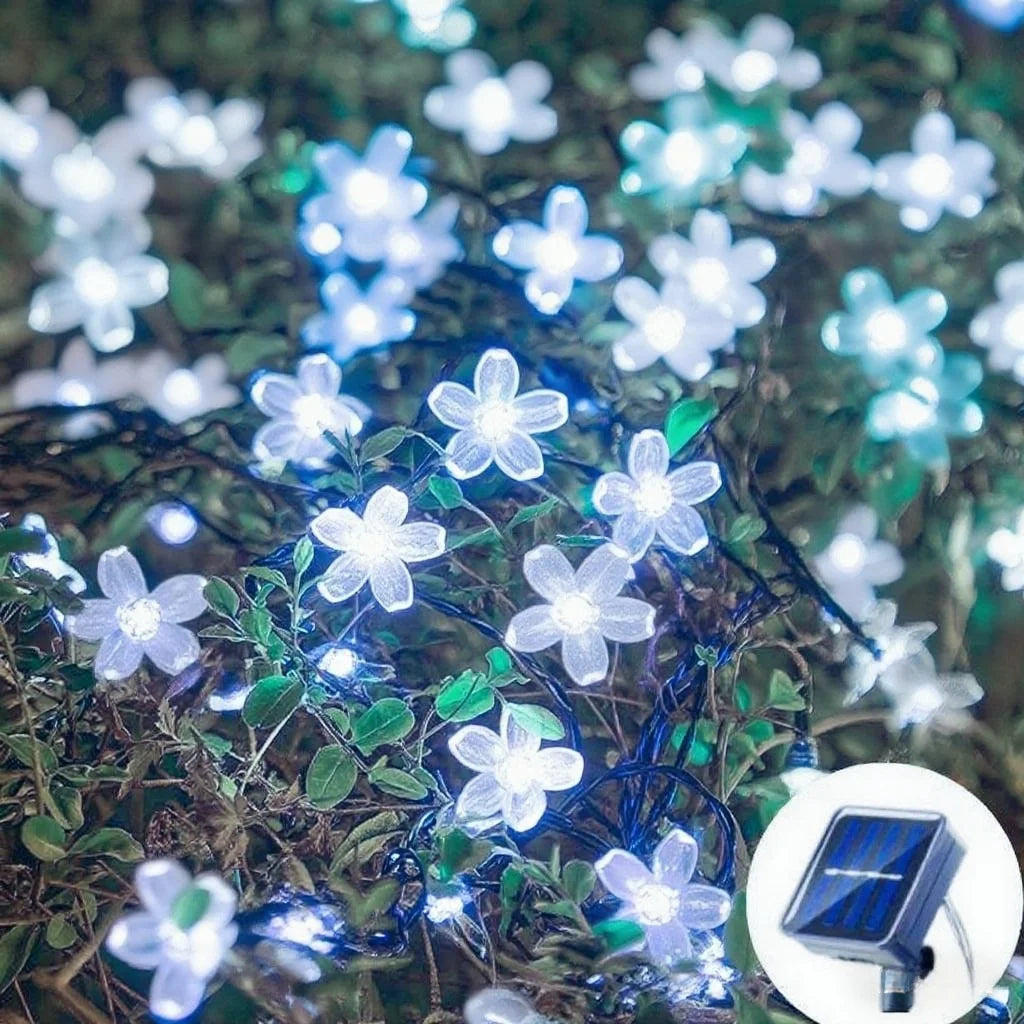 Cherry Blossom Solar String Lights for Garden or Patio Decor
