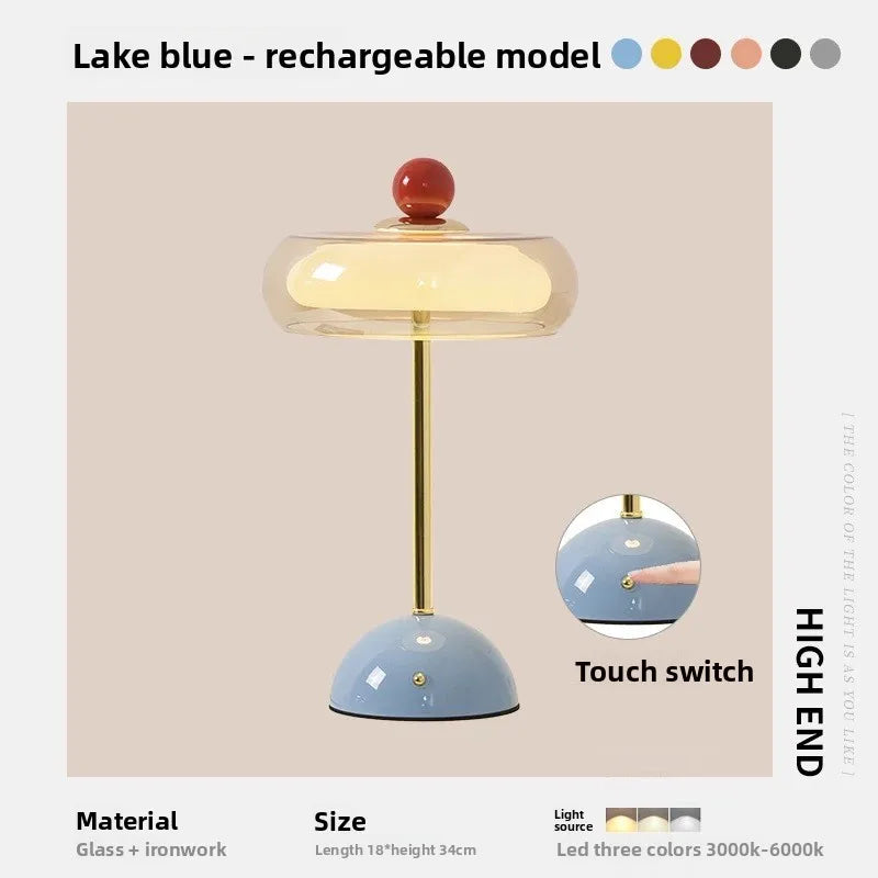 Clementine Rechargeable Mushroom Table Lamp for Bedside & Cozy Home Lighting – Dimmable, Touch-Control, 3 Color Modes