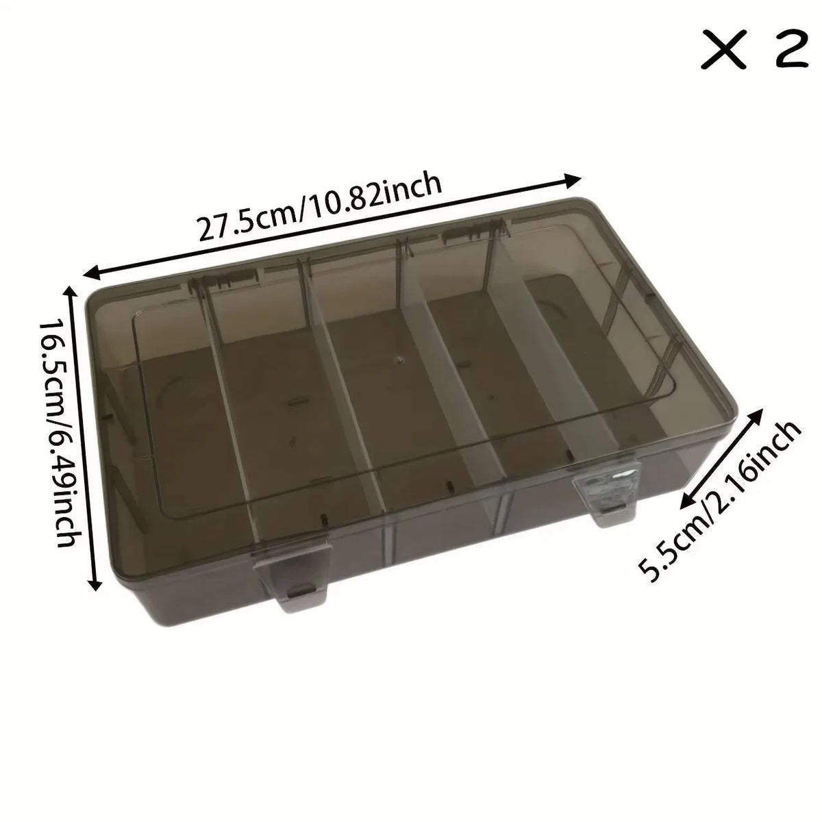 5-Compartment Clear Plastic Tool & Accessory Organizer Box for Hardware, Craft, or Office Supplies