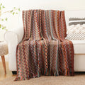 Boho Knit Throw Blanket with Tassels for Sofa or Bed