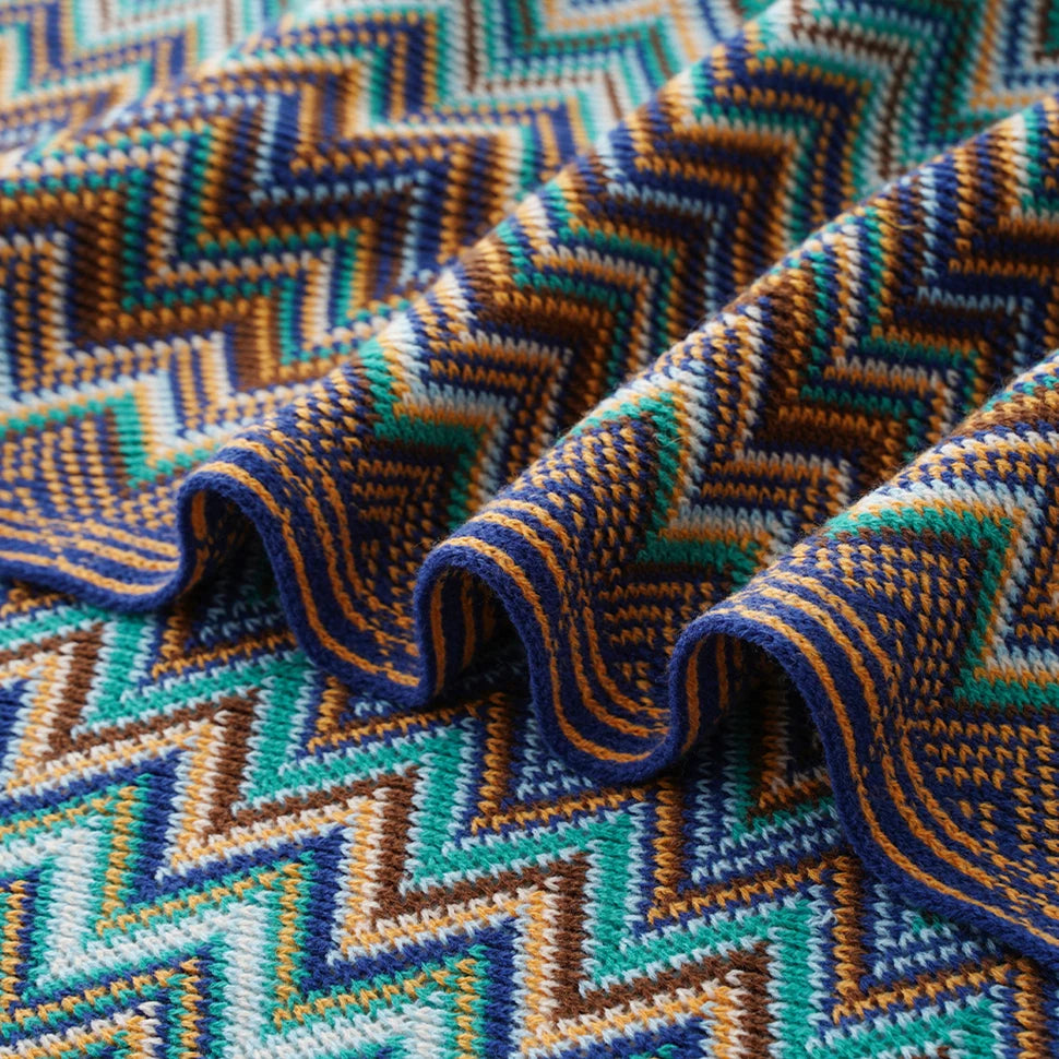 Boho Knit Throw Blanket with Tassels for Sofa or Bed