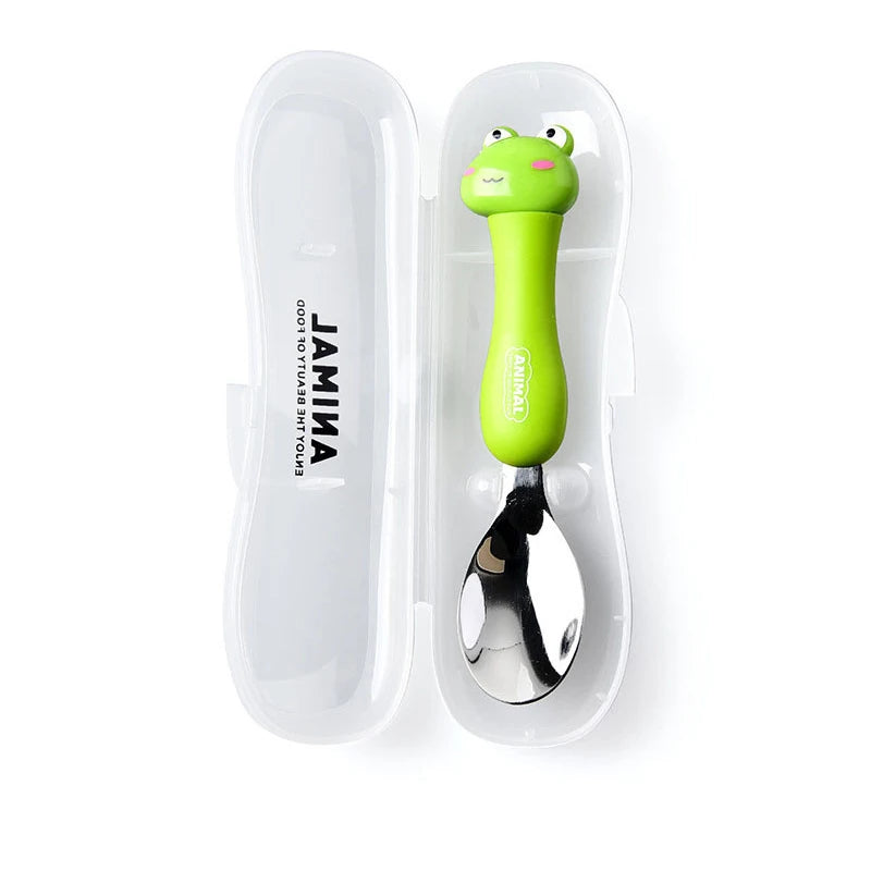 Cartoon Animal Kids Spoon and Fork Set with Carry Case