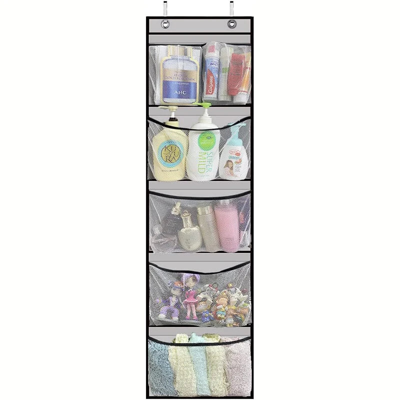 Over-the-Door Hanging Organizer with Mesh Pockets – Grey