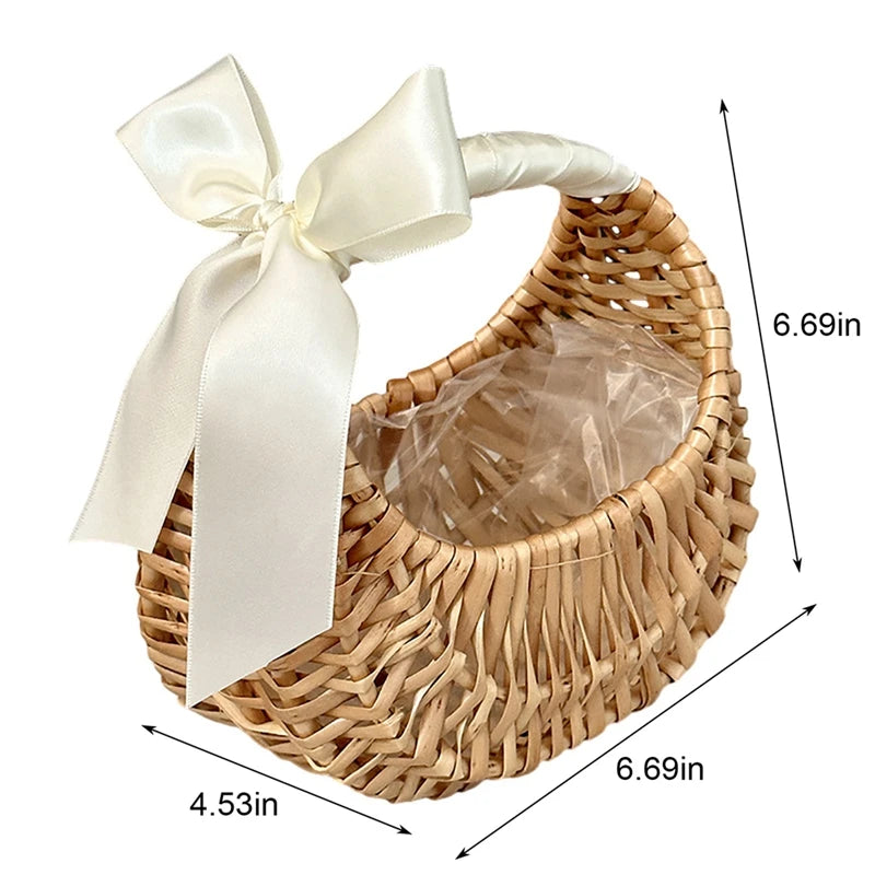 Marin Woven Rattan Flower Basket with Handle