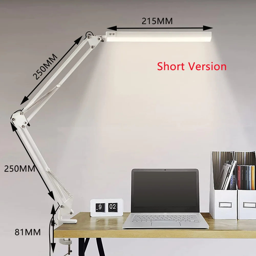 Adjustable LED Desk Lamp with Clamp – Dimmable Swing Arm Light for Home Office, Eye Comfort, and Small Spaces