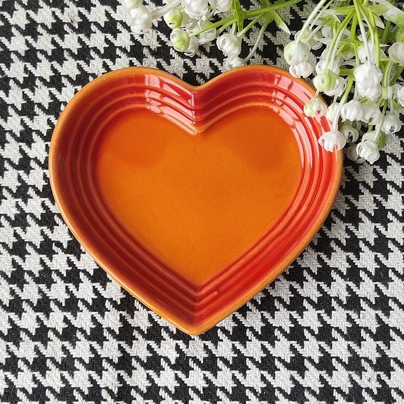 12cm Heart-Shaped Ceramic Dip & Snack Dish for Cozy Kitchen and Tabletop Decor