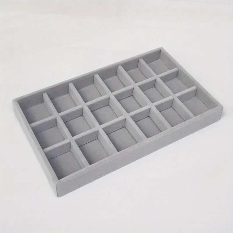 Soft Grey Velvet Jewelry Organizer Tray for Drawers or Dressers