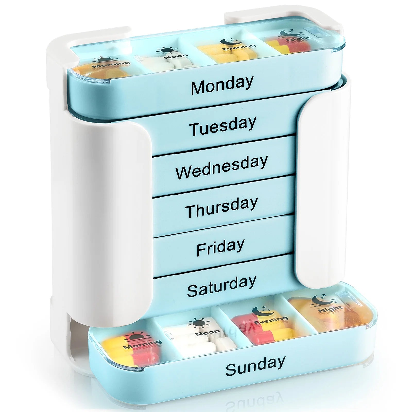 Weekly Pill Organizer with 28 Compartments for Home or Travel