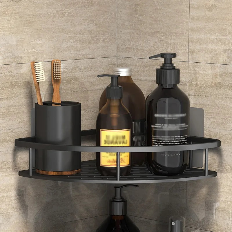 No-Drill Metal Corner Shower Shelf for Bathroom Organization
