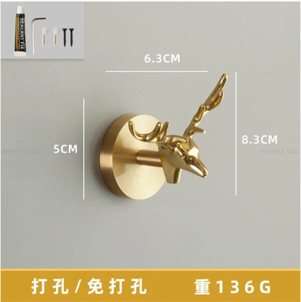 Eden Brass Animal Wall Hook – Sculpted Decorative Hook for Entryway or Bathroom