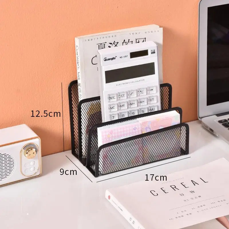 Metal Mesh Mail Organizer – 3-Slot Letter Holder (Set of 2)