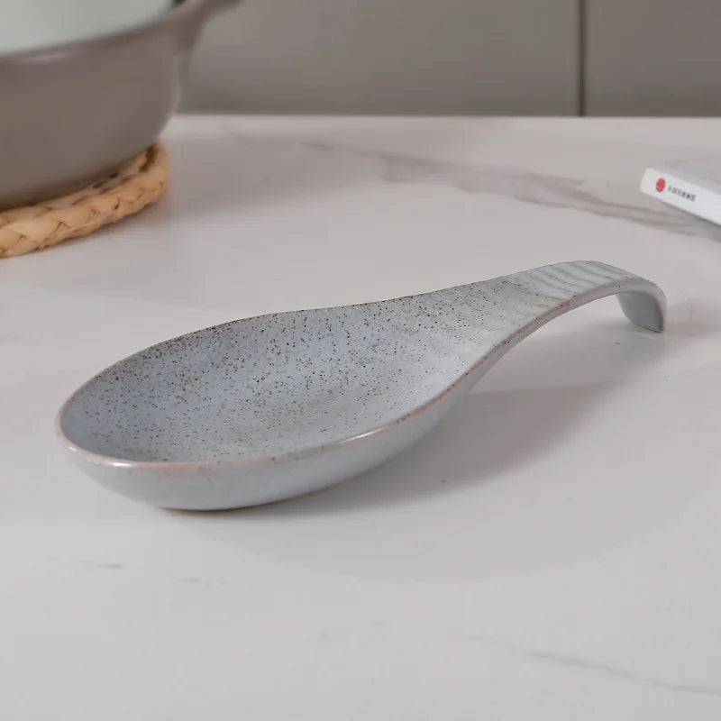 Speckled Ceramic Spoon Rest for Kitchen Counter
