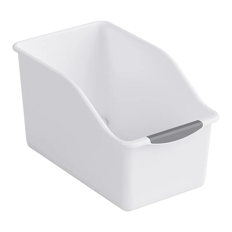 Curved Plastic Storage Bin for Cabinets & Pantry – Easy-Access Organizer for Kitchen, Bathroom & Cleaning Supplies