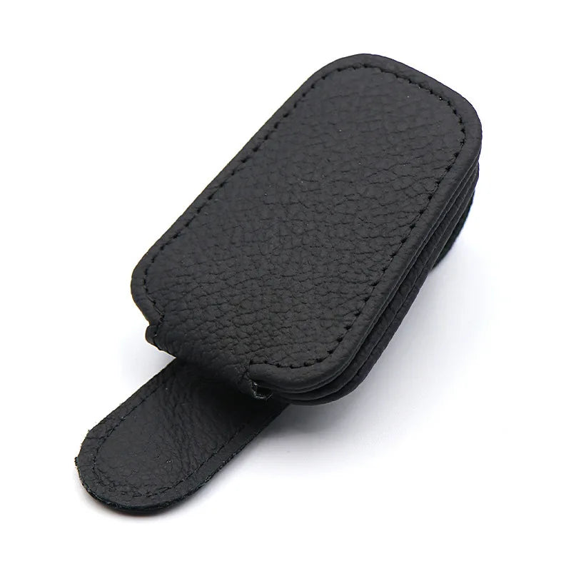 PU Leather Car Visor Glasses Holder Clip