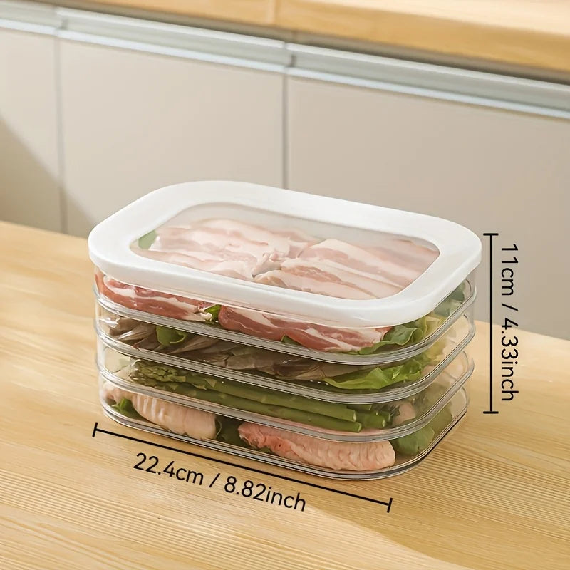 Stackable Deli Meat and Cheese Fridge Organizer with Clear Lid – 1, 2, 3, or 4 Layer Plastic Cold Cuts Storage Container